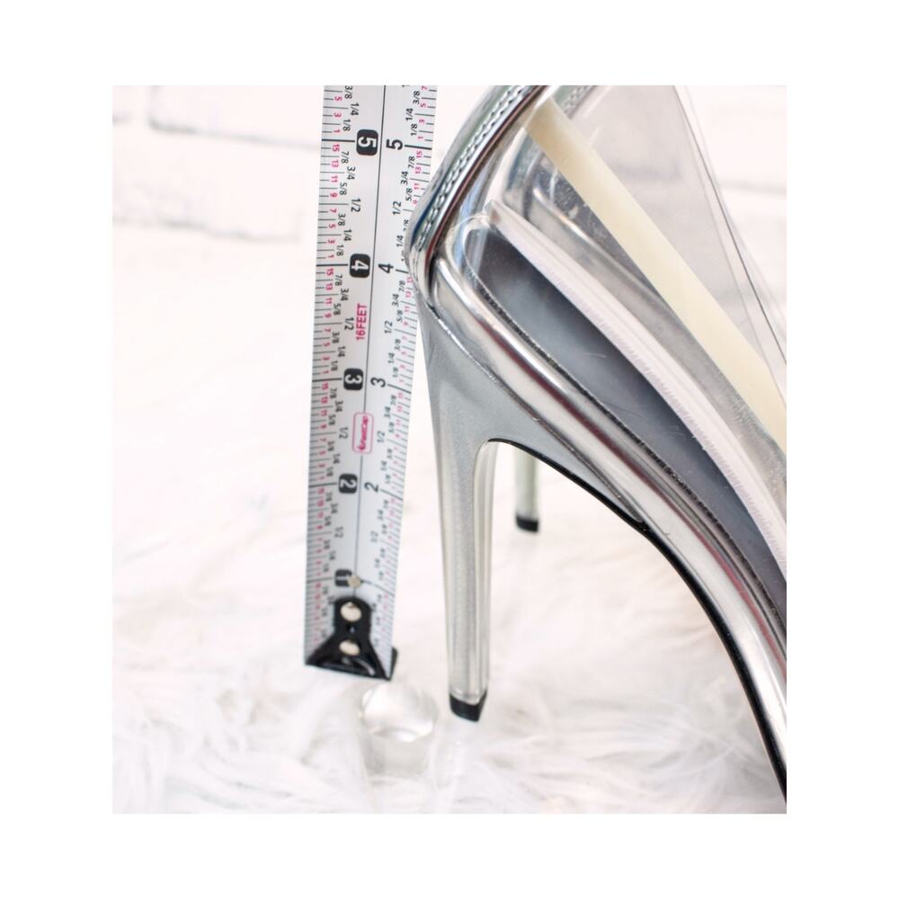 Good American Clear High Heels Pumps Size 7 Formal Party Cinderella Pointed Toe - Picture 4 of 6